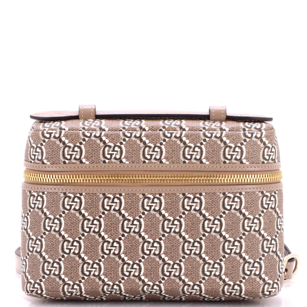 Gucci Small Emblem Top Handle Vanity Bag GG Shadow Coated Canvas
